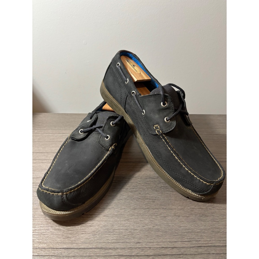 Timberland Men's Piper Cove Leather 2-Eye Boat Shoes Black Size 11‎